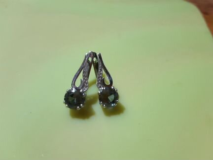 Серьги серебро топаз