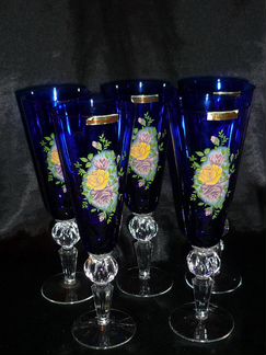 Набор синих фужеров Экспорт СССР