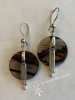 Винтаж: серьги СССР обсидиан Свердловск