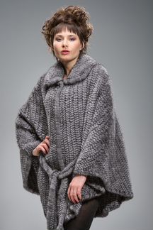 Шуба из вязаной норки. Арт 1122 Размер 46