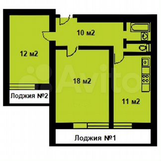 2-к квартира, 51 м², 13/16 эт.