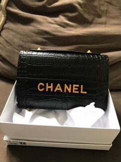 Женская сумка Chanel на цепочке черная кожа новая