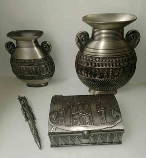 Египетская ваза амфора, шкатулка и ручка, комплект