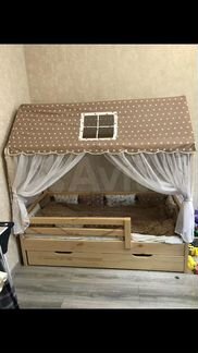 Текстиль на Кровати домики