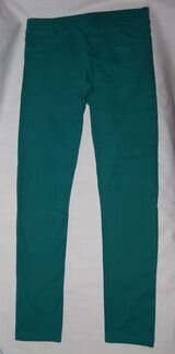 Штаны стрейч брюки бирюзовые мор. волны S новые