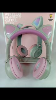 Наушники с ушками кошки розовые