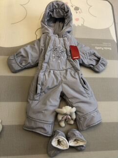 Комбинезон - конверт серый Звездочки. Размер 74-80