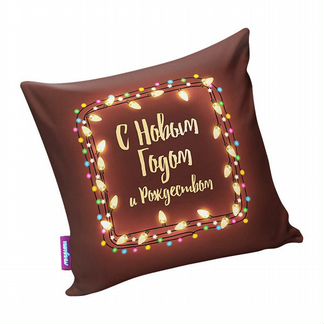 Декоративная подушка Цветные Огоньки Цвет: Коричневый (34х34)