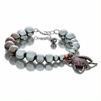 Браслет с гранатом и гематитом