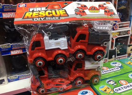 Машинки пожарные 4 в 1 упаковке