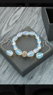 Набор: Браслет и серьги с лунным камнем иск