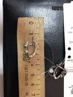 Серьги серебро с хризолитом