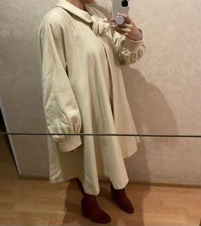 Пальто белое, расклешенное, Италия, винтаж 48 разм