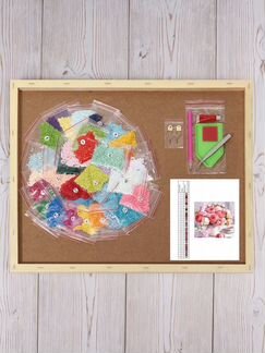 Картина стразами «Пионы и розы» 40х40