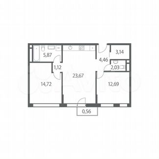 2-к квартира, 67.7 м², 4/35 эт.