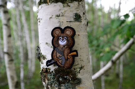 Патч, нашивка олимпийский мишка с автоматом