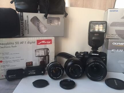 Фотоаппарат Olympus E-520, обьектив, вспышка и про