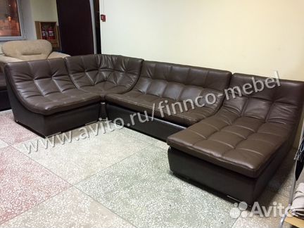 Кожаный модульный угловой диван