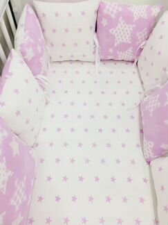 Бортики в кроватку, одеяло и подушка, простынь