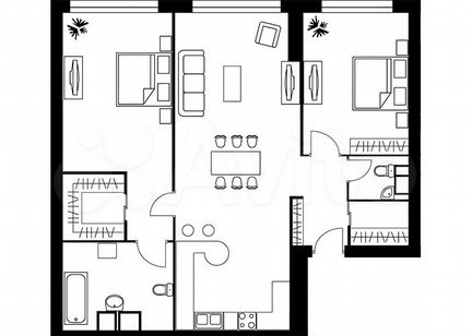 2-к квартира, 104 м², 34/37 эт.