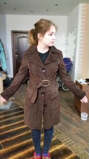 Пальто замша шоколад