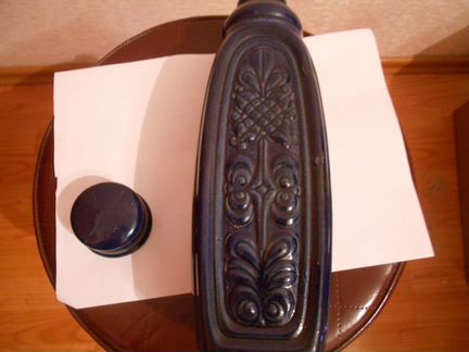 Штоф с крышкой керамика кобальтовый СССР 29 см 1 л