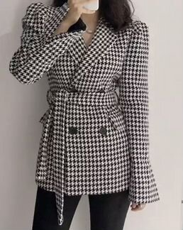 Пиджак-жакет двубортный гусиные лапки