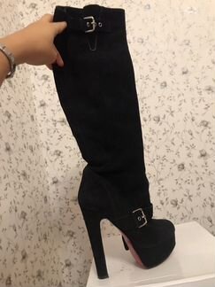 Сапоги кожаные замшевые новые