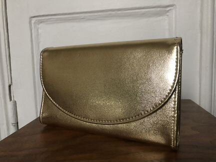 Клатч кожаный золотой