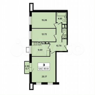 3-к апартаменты, 80.8 м², 9/18 эт.