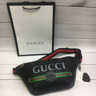Поясная Сумка на пояс Gucci Capitan Белая Гучи Log