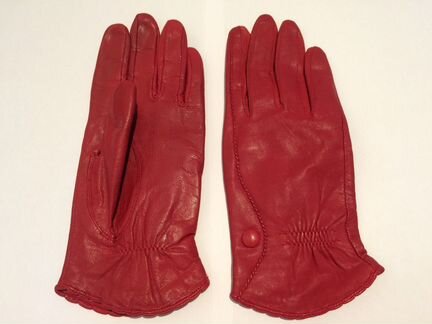 Перчатки кожаные весна, цвет красный