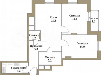 2-к квартира, 67.7 м², 2/17 эт.