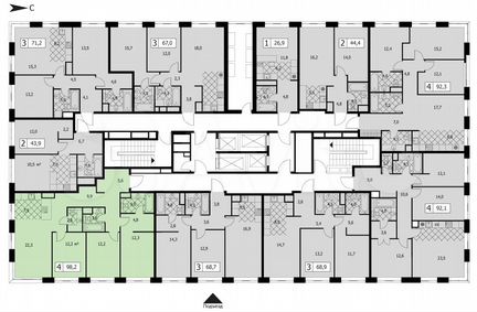 4-к квартира, 98 м², 6/14 эт.